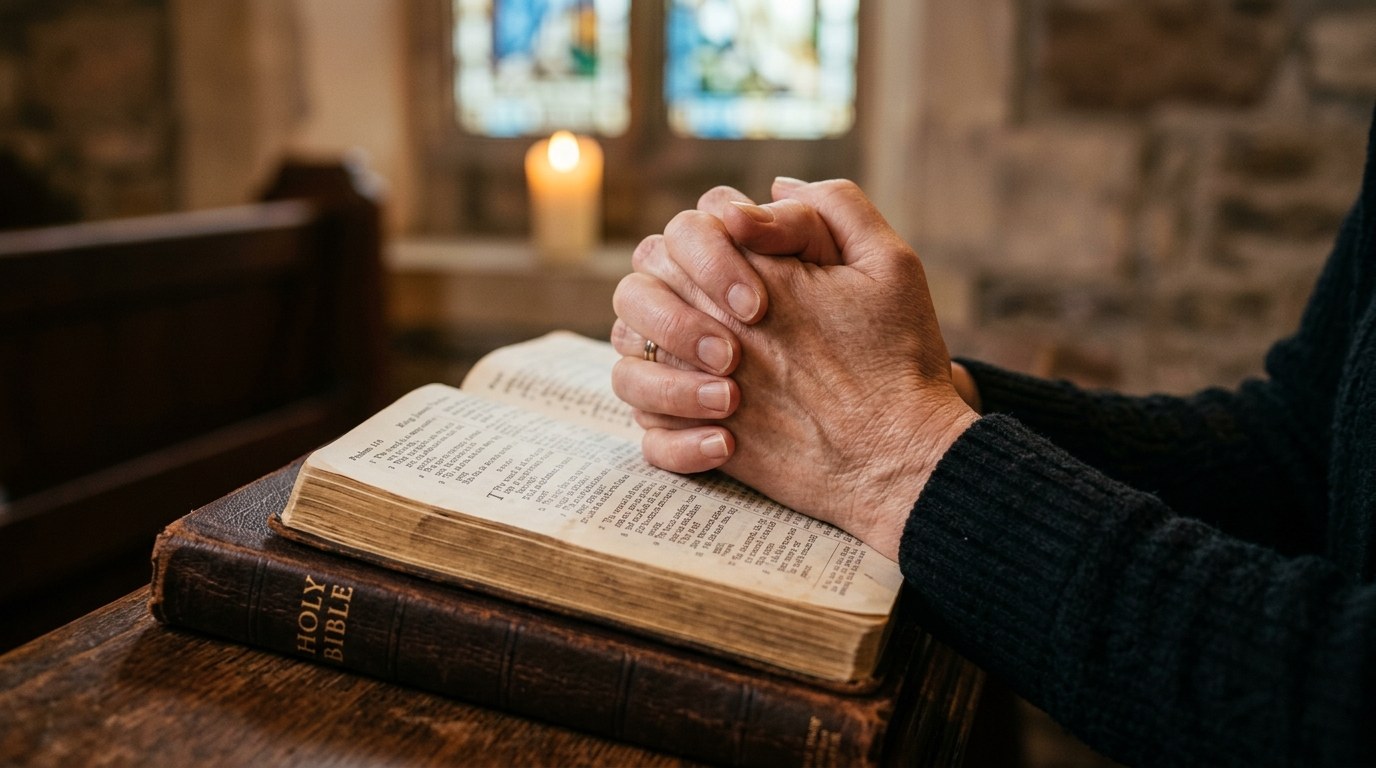Person praying in quiet devotion